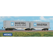 Dobbelt-containervogn litra Sggrss 80' med MAERSK container 