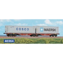 Dobbelt-containervogn litra Sggrss 80' med COSCO/MAERSK container 