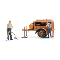 Compressor Trailer with jackhammer + 2 figures 