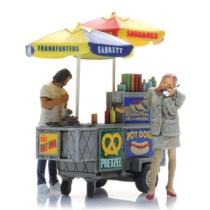 NYC hot dog cart + two figures 