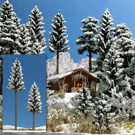 2 Snedækkede Grantræer., 130-195 mm 