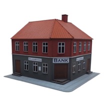 Hjørnebygning med BANK 