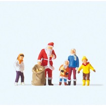 Julemand med børn og gaver 