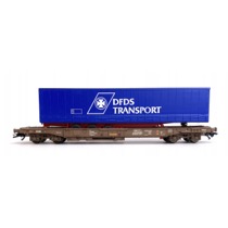 DSB Sdgmns godsvogn Litra 86 451 2 006-9 med 1 stk DFDS trailer 