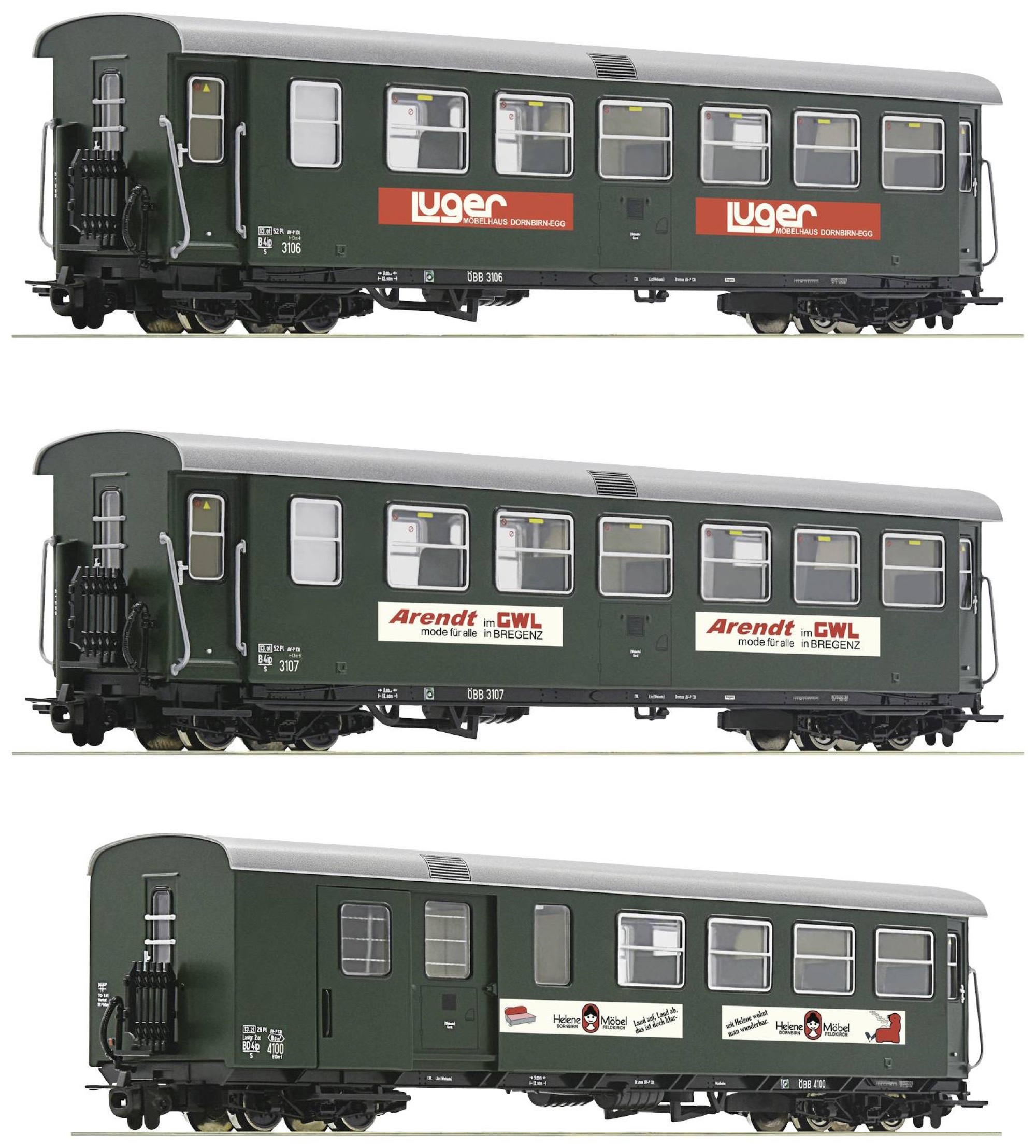 Roco 34034 - 3 Piece Set: Narrow-gauge Passenger